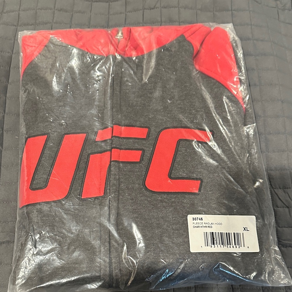 UFC Red and Gray Zip-Up Hoodie